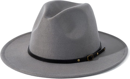 Lisianthus Women Belt Buckle Fedora Hat Apparel & Accessories > Clothing Accessories > Hats Lisianthus Light Grey  