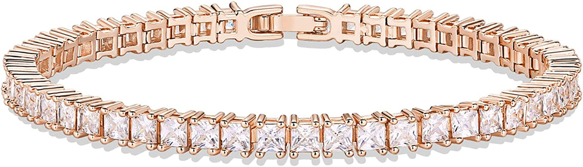 PAVOI 14K Gold Plated Princes Cut Cubic Zirconia Classic Tennis Bracelet | Gold Bracelets for Women | 3Mm CZ, Size 6.5-7.5 Inch Apparel & Accessories > Jewelry > Bracelets PAVOI Rose Gold 7.5 Inches 