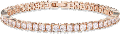 PAVOI 14K Gold Plated Princes Cut Cubic Zirconia Classic Tennis Bracelet | Gold Bracelets for Women | 3Mm CZ, Size 6.5-7.5 Inch Apparel & Accessories > Jewelry > Bracelets PAVOI Rose Gold 7.5 Inches 