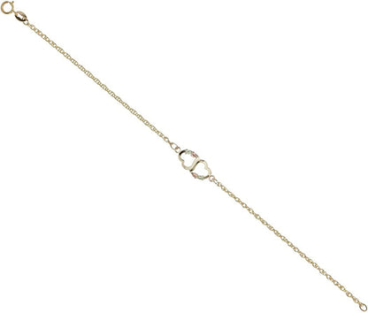 Two Hearts Ankle Bracelet, 10K Yellow Gold, 12K Green Gold, 12K Rose Gold Black Hills Gold Apparel & Accessories > Jewelry > Anklets The Men's Jewelry Store   