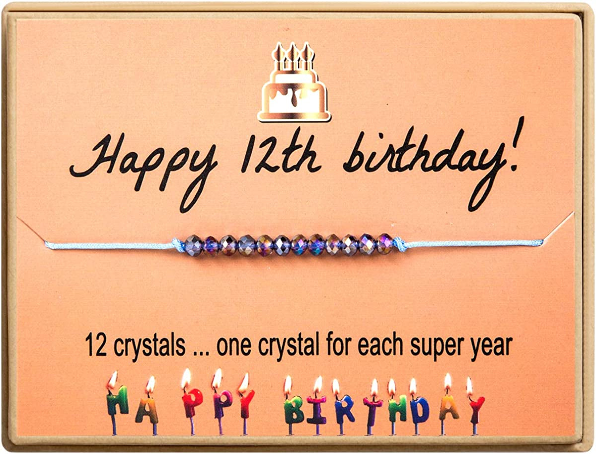 Happy Birthday Bracelet Gift for Teen Girls,Crystal Beads Bracelet Gifts for 10 Year Old Girl Birthday Jewelry Apparel & Accessories > Jewelry > Bracelets KGBNCIE 12 th Birthday Gift  