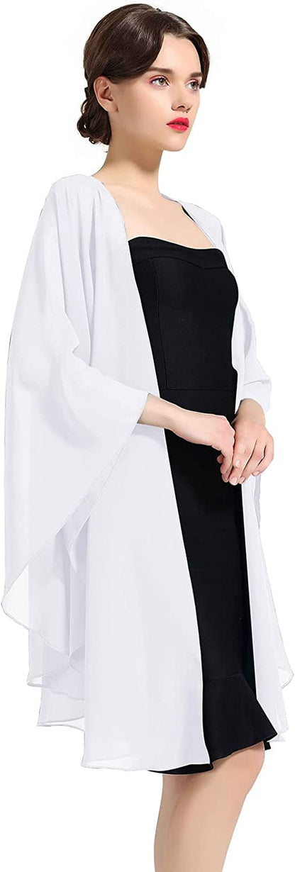 Shawl Wrap Chiffon Scarf for Women Evening Dresses Wedding Stole Black White Blue 25 Colors by BEAUTELICATE Apparel & Accessories > Clothing Accessories > Scarves & Shawls BEAUTELICATE White  