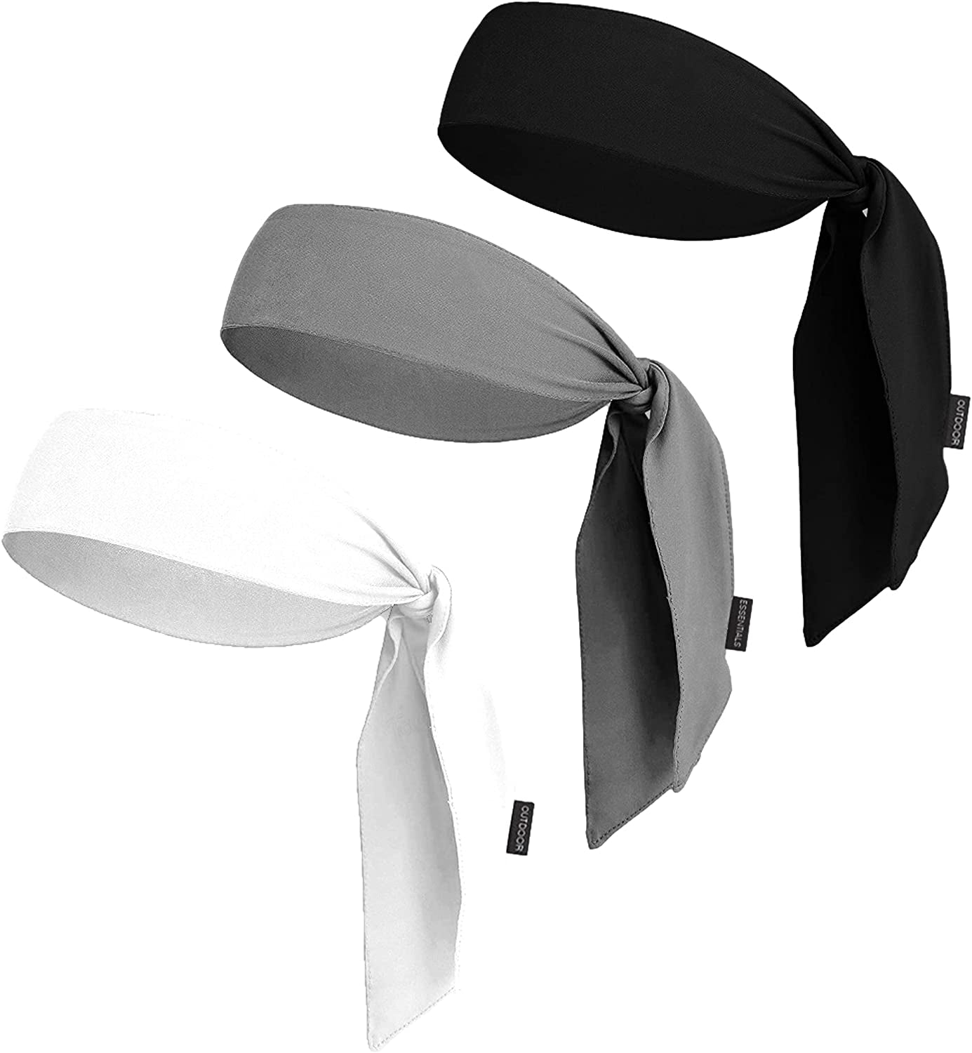 Tie Headband for Women, Men, & Kids - Karate Headband, Ninja Headbands, Tie Headbands for Muay Thai, Softball, Basketball, Sports & Tennis - Pirate & Athletic Headbands - Sweat Wicking Headband Apparel & Accessories > Clothing Accessories > Bandanas & Headties OutdoorEssentials 1 Black / 1 Gray / 1 White  