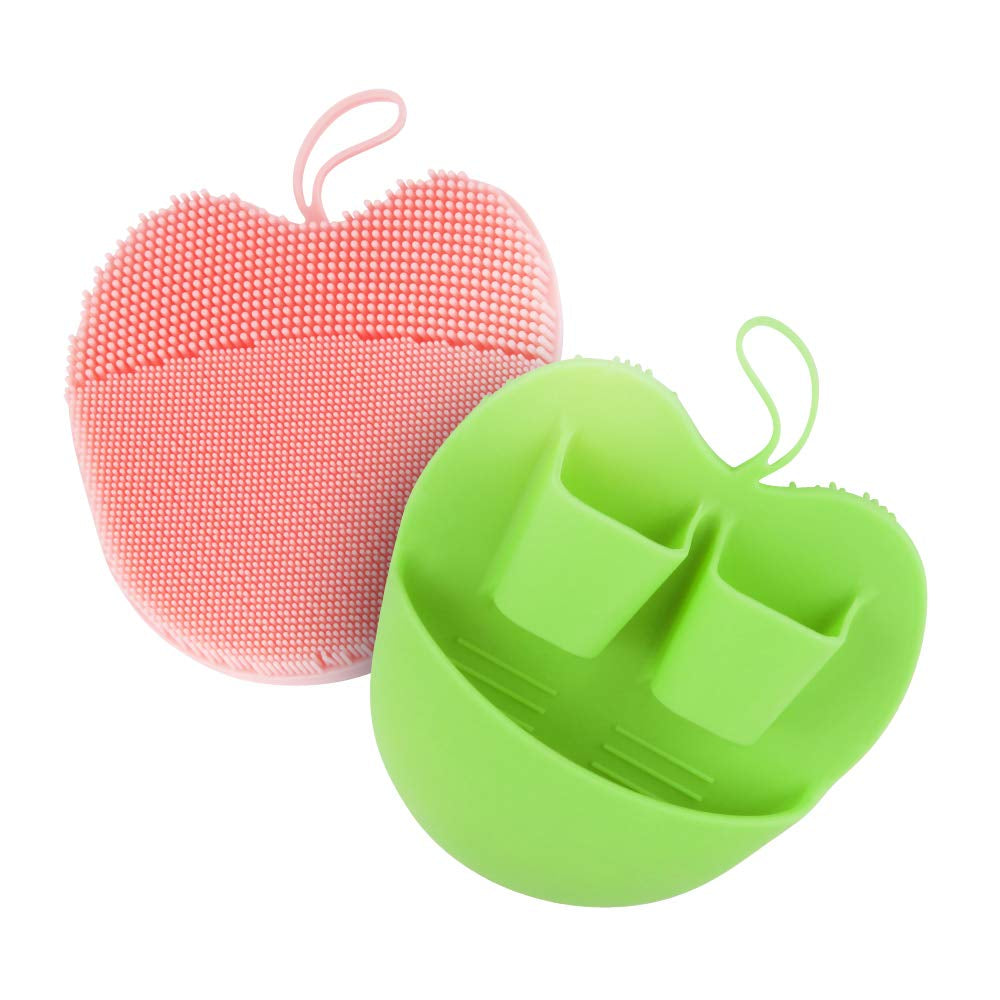 INNERNEED Super Soft Silicone Face Cleanser and Massager Brush Manual Facial Cleansing Brush Handheld Mat Scrubber for Sensitive, Delicate, Dry Skin (Pack of 4) Health & Beauty > Personal Care > Cosmetics > Cosmetic Tools > Skin Care Tools INNERNEED Green+pink  