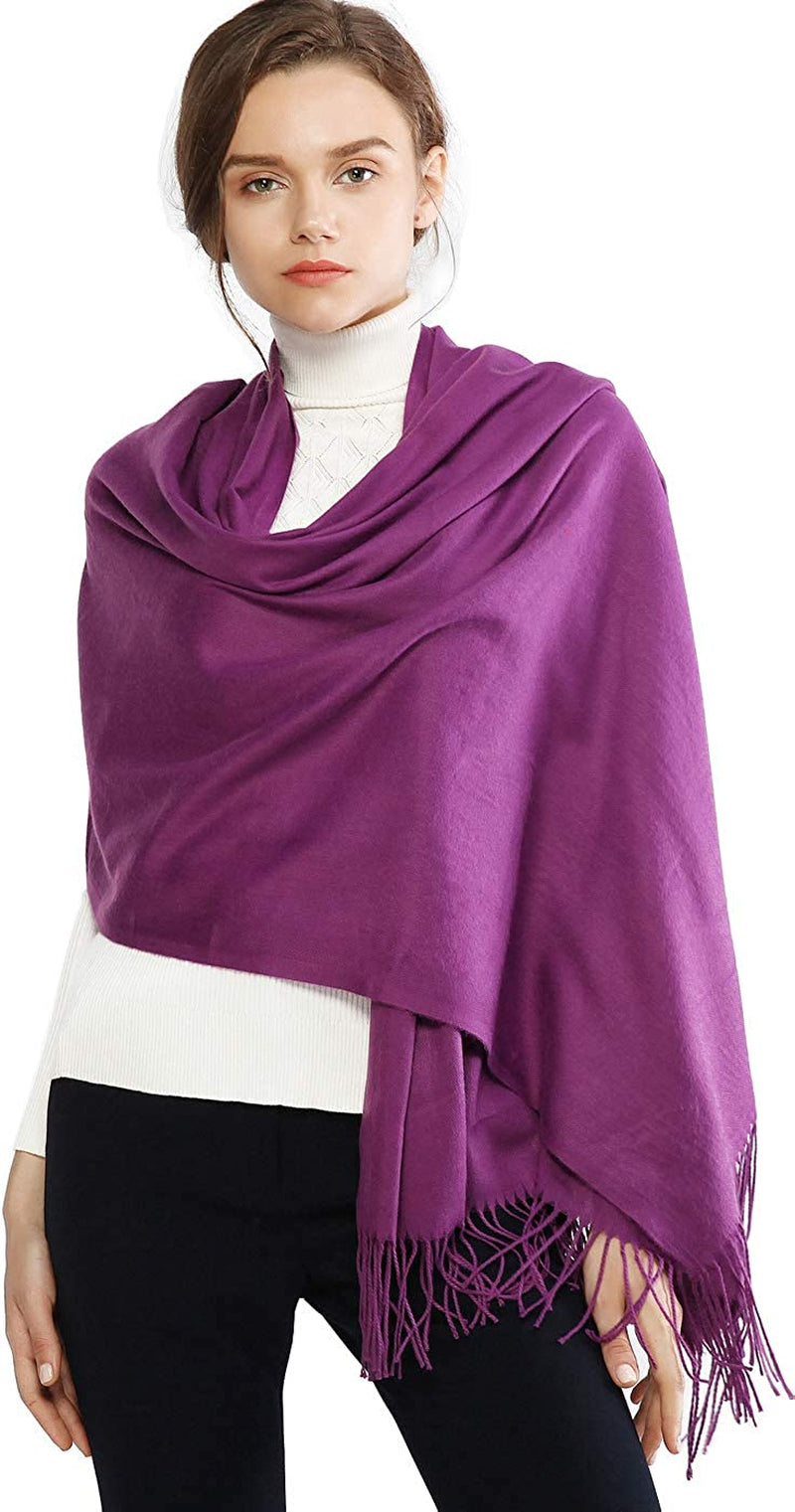 RIIQIICHY Women'S Scarf Pashmina Shawls and Wraps for Evening Dress Bridesmaid Wedding Bridal Winter Warm Long Large Scarves Apparel & Accessories > Clothing Accessories > Scarves & Shawls RIIQIICHY Purple  