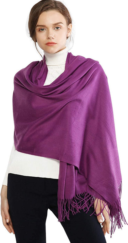 RIIQIICHY Women'S Scarf Pashmina Shawls and Wraps for Evening Dress Bridesmaid Wedding Bridal Winter Warm Long Large Scarves Apparel & Accessories > Clothing Accessories > Scarves & Shawls RIIQIICHY Purple  