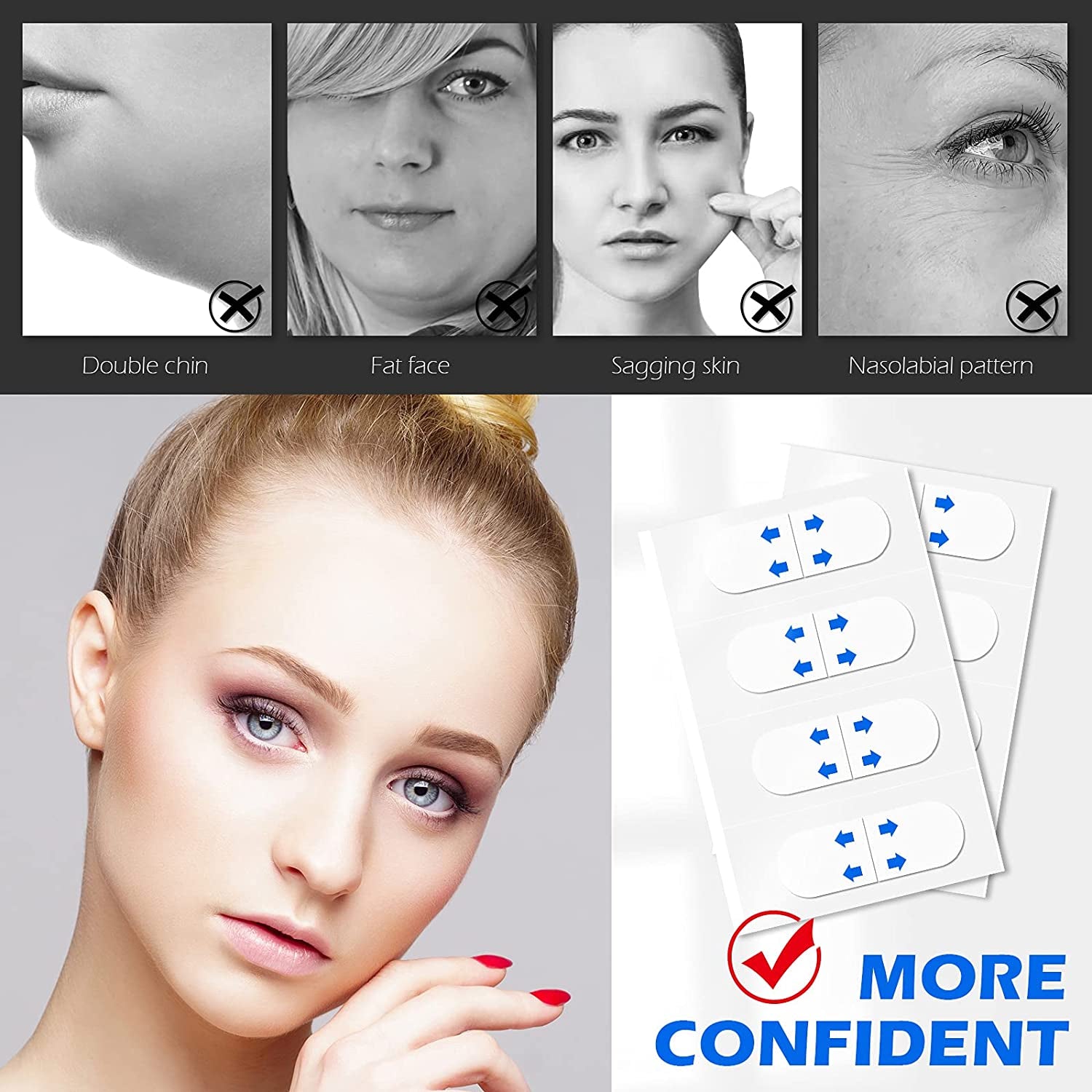 Face Lift Tape,Face Tape Lifting Invisible,Waterproof and Breathable Thin,Makeup Tools to Hide Double Chin and Wrinkles around the Eyes & Neck,40 Pieces Health & Beauty > Personal Care > Cosmetics > Cosmetic Tools > Skin Care Tools Tetyana naturals   
