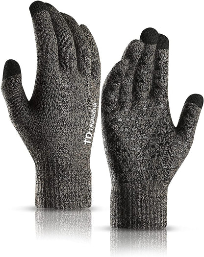TRENDOUX Winter Gloves for Men Women - Upgraded Touch Screen Anti-Slip Silicone Gel - Elastic Cuff - Thermal Soft Knit Lining Apparel & Accessories > Clothing Accessories > Gloves & Mittens TRENDOUX Gray X-Large 