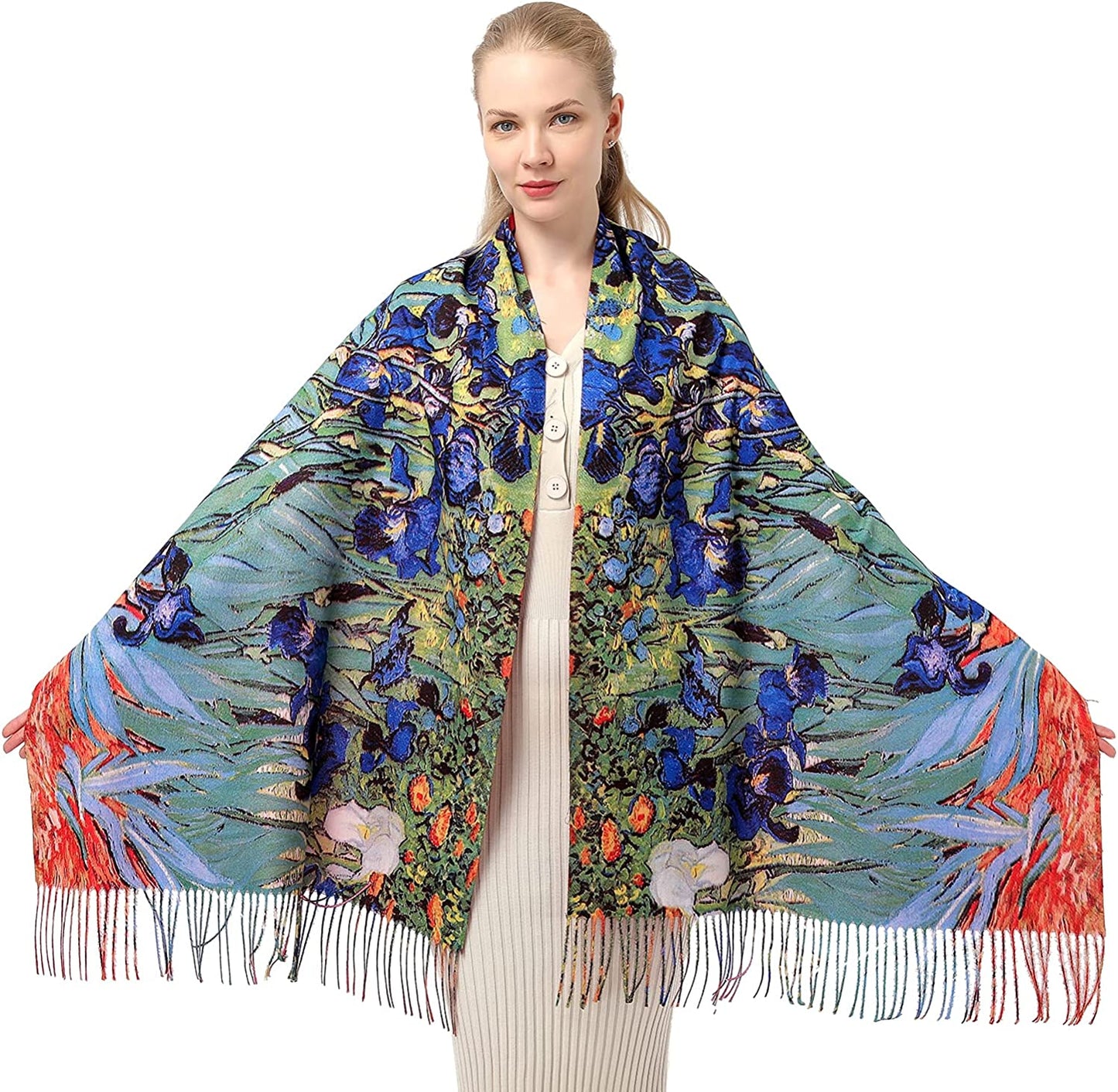 Women'S Fashion Scarf with Art Printed Tassel Soft Cashmere Warm Large Blanket Wrap Shawl for Gift Apparel & Accessories > Clothing Accessories > Scarves & Shawls XYBJ No10  