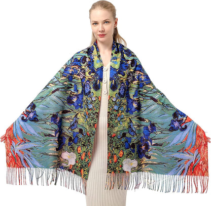 Women'S Fashion Scarf with Art Printed Tassel Soft Cashmere Warm Large Blanket Wrap Shawl for Gift Apparel & Accessories > Clothing Accessories > Scarves & Shawls XYBJ No10  