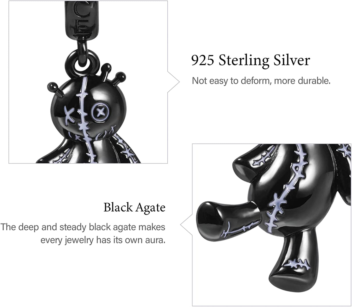 GNOCE Voodoo Doll Pendant Charm 925 Sterling Silver Dangle Bead Charms for Women Bracelet/Necklace Halloween Gifts for Girls Wife Daughter Apparel & Accessories > Jewelry > Bracelets GNOCE   