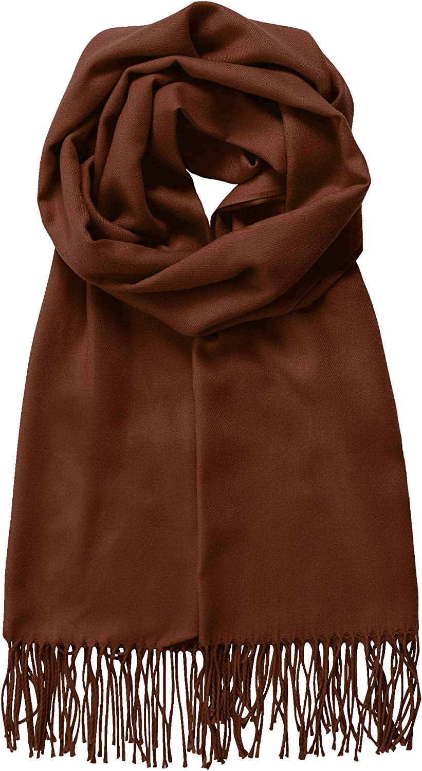 Made by Johnny Unisex Large Lightweight Soft Silky Real Cashmere Shawl Wrap Scarf Apparel & Accessories > Clothing Accessories > Scarves & Shawls Made By Johnny Wsk2091_brown One_Size 