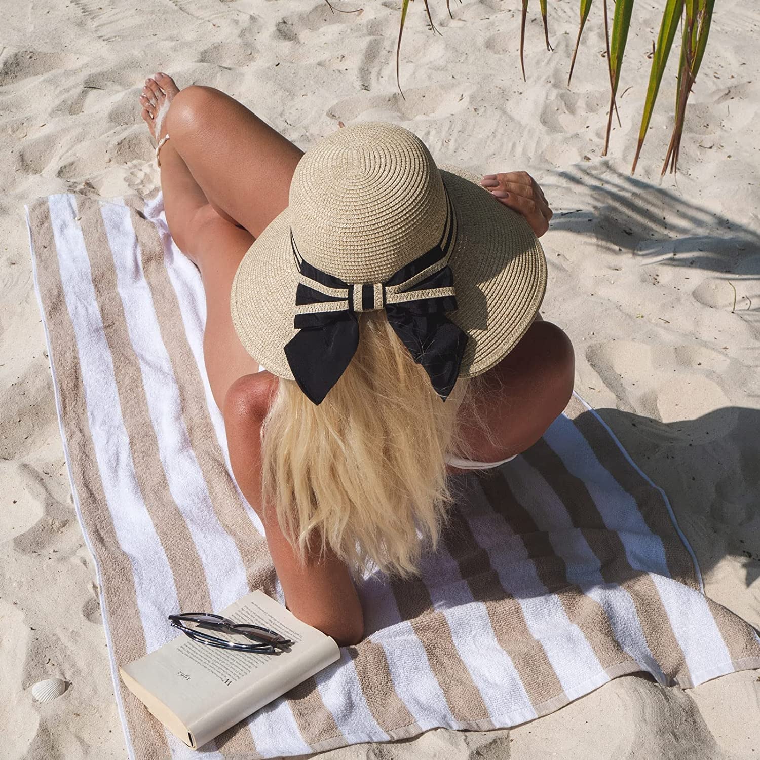 Comhats Womens Floppy Summer Sun Beach Straw Hat UPF50 Foldable Wide Brim 55-60Cm Apparel & Accessories > Clothing Accessories > Hats Comhats   