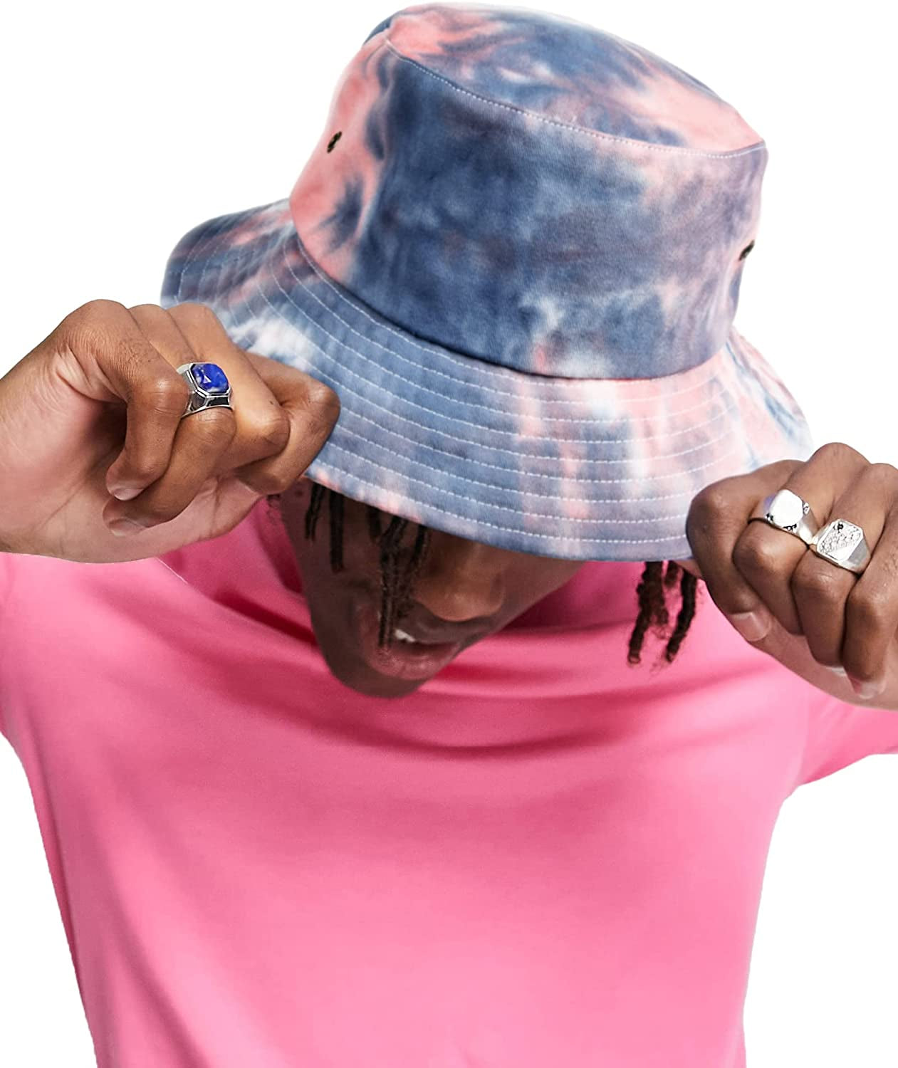 Bucket Hat for Women Men Canvas Washed Cotton Trendy Distressed Womens Summer Beach Sun Hats with Detachable Strings Apparel & Accessories > Clothing Accessories > Hats KYLIE MAX 13-blue Pink Medium 