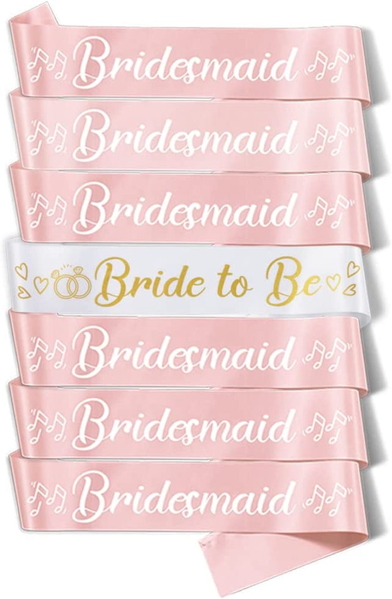 Party to Be Set of 8 PCS Rose Gold Bridal Shower Sash Bride to Be Maid of Honor Team Bride Bridesmaid Bride Tribe Sash Set Hen Night Bachelorette Party Wedding Decorations Apparel & Accessories > Clothing Accessories > Sashes Party to Be Set B (7 PCS)  