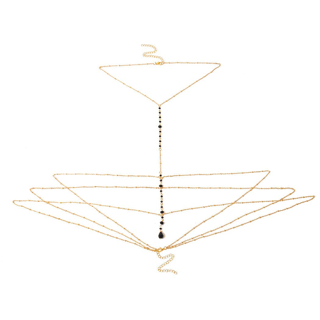 Cosydays Sexy Belly Chain Gold Rhinestone Harness Body Chain Beach Bikini Chains Waist Nightclub Body Chain Jewelry for Women and Girls (A-Rhinestone) Apparel & Accessories > Jewelry > Body Jewelry COSYDAYS   