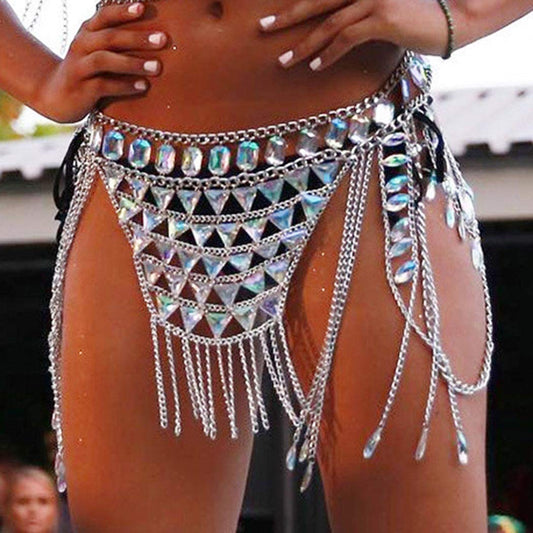 Canb Rhinestone Body Chains Sexy Body Belly Waist Skirt Chain Festival Body Jewelry for Women and Girls (Ⅱ) Apparel & Accessories > Jewelry > Body Jewelry CanB   