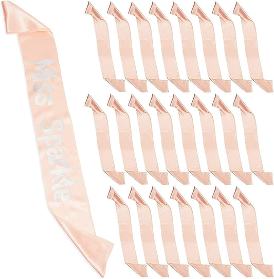 Shell Pink Satin Sashes for Pageants, Bachelorette Party, Prom (4 X 33 In, 24 Pack) Apparel & Accessories > Clothing Accessories > Sashes Sparkle and Bash   