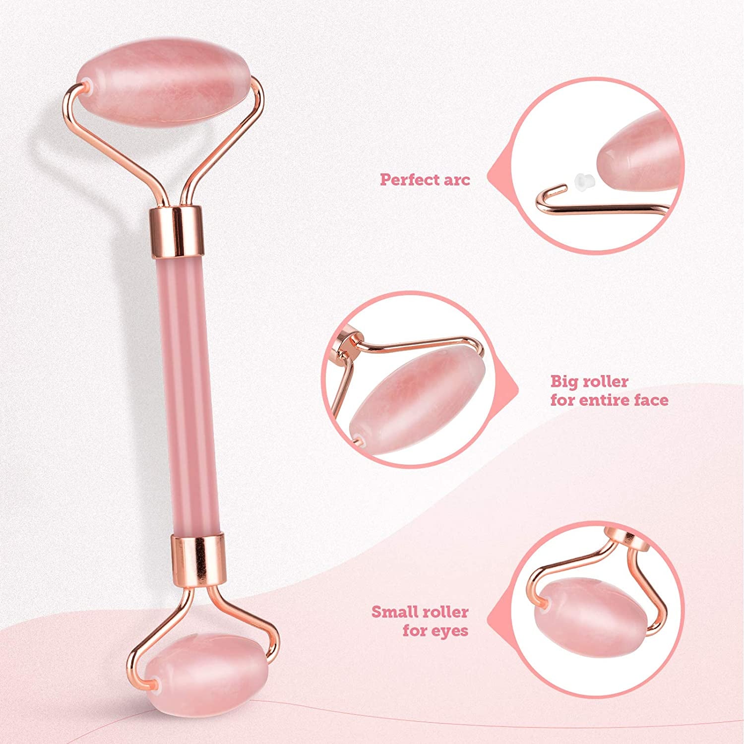 Rose Quartz Facial Roller Jade Roller Face Roller Massager for Face Eyes Cheeks Forehead Neck Skin Care Tool Reduce Wrinkles Puffiness Crow'S Feet Nasolabial Folds Health & Beauty > Personal Care > Cosmetics > Cosmetic Tools > Skin Care Tools Lekeemy   