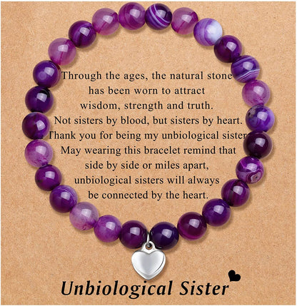 UNGENT THEM Sister/Sister in Law/Unbiological Sister/Big Sister/Best Friend/Friendship Bracelets for Women Birthday Christmas Valentine'S Day Gifts Apparel & Accessories > Jewelry > Bracelets UNGENT THEM Unbiological Sister-Purple  