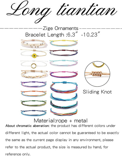 Long Tiantian Wave Bracelets for Teen Girls Cute Boho Braided String Beach Ocean Bracelet for Women Summer Jewelry Gift Apparel & Accessories > Jewelry > Bracelets Long tiantian   