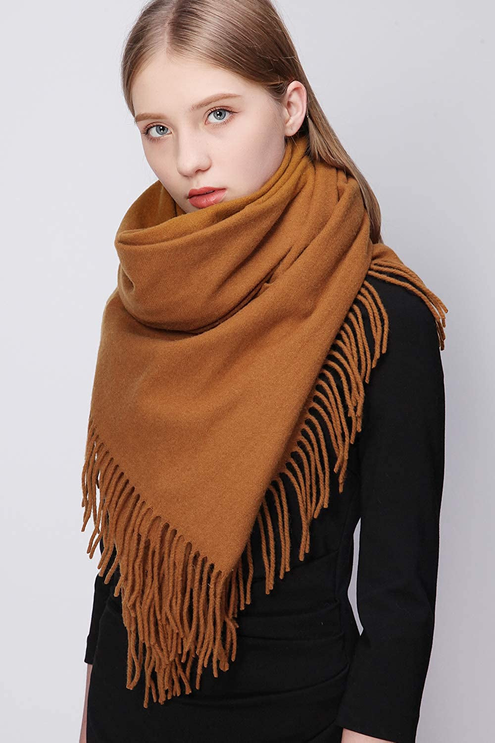 RIIQIICHY 100% Wool Scarf Pashmina Shawls and Wraps for Women Cashmere Warm Winter More Thicker Soft Scarves Apparel & Accessories > Clothing Accessories > Scarves & Shawls RIIQIICHY   