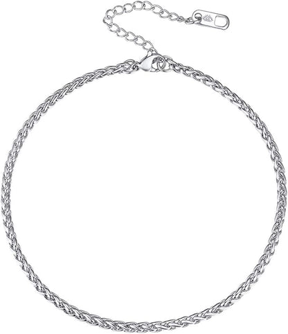 PROSTEEL Stainless Steel Chain Anklets for Men Women, Silver/Gold Tone, Ankle Bracelets Hypoallergenic, 8-10.5 Inch Adjustable, Come Gift Box Apparel & Accessories > Jewelry > Anklets Prosteel Jewelry G: silver-rope chain-3mm  