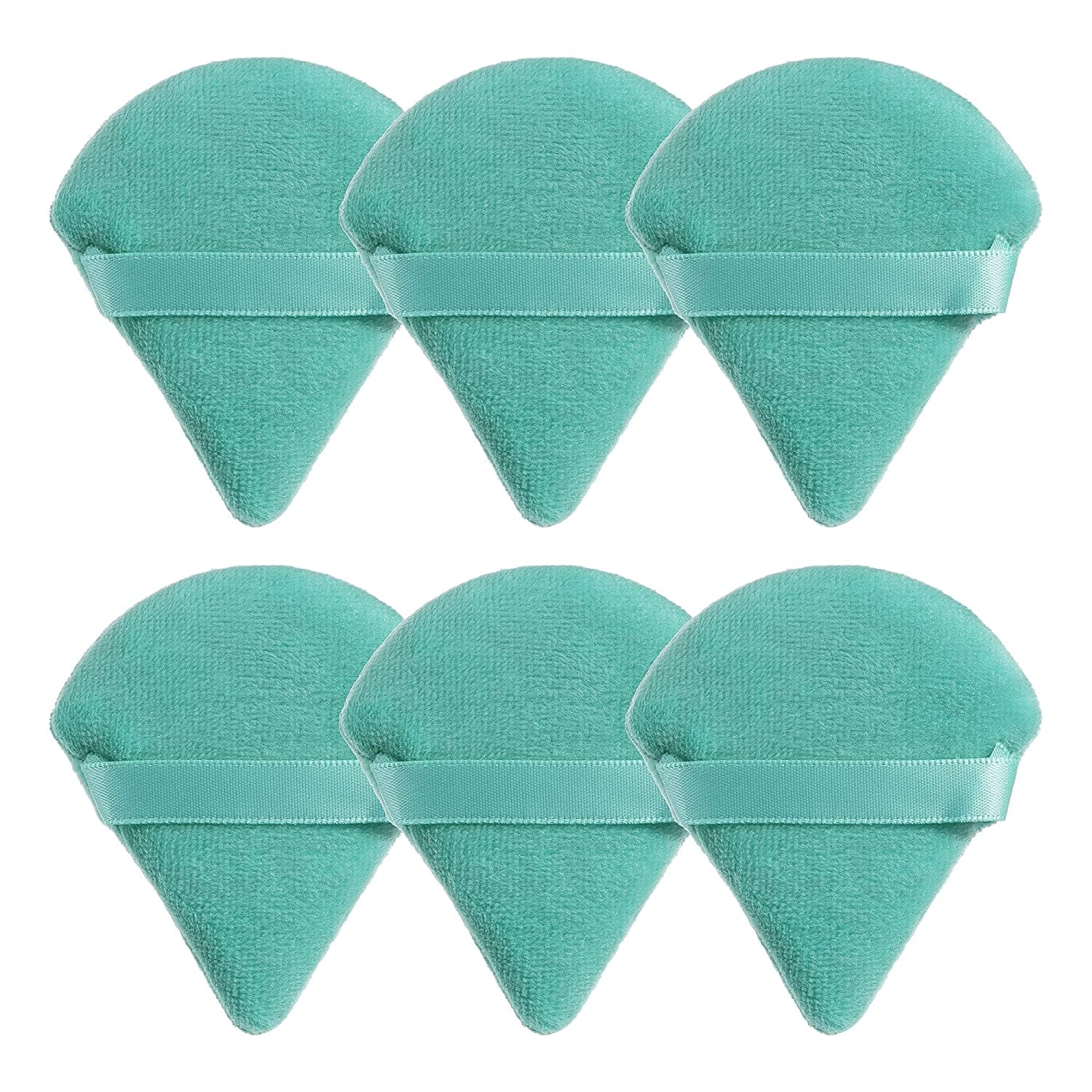 MOTZU 6 Pieces Pure Cotton Powder Puff, Made of Cotton Velour in Triangle Wedge Shape Designed for Contouring, under Eyes and Corners, 2.76 Inch Normal Size, with Strap, Makeup Tool for Cosmetic Health & Beauty > Personal Care > Cosmetics > Cosmetic Tools > Makeup Tools MOTZU Green  