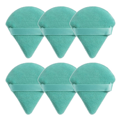 MOTZU 6 Pieces Pure Cotton Powder Puff, Made of Cotton Velour in Triangle Wedge Shape Designed for Contouring, under Eyes and Corners, 2.76 Inch Normal Size, with Strap, Makeup Tool for Cosmetic Health & Beauty > Personal Care > Cosmetics > Cosmetic Tools > Makeup Tools MOTZU Green  