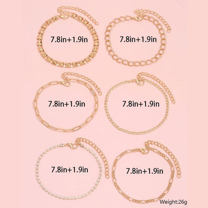 Generic Gold Ankle Chain Fashion Multilayer Punk Anklet Vintage Diamond Anklet for Women and Teen Girls 6Pcs Set Apparel & Accessories > Jewelry > Anklets Generic   