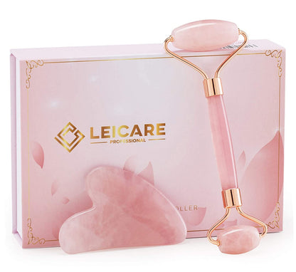 Jade Roller for Face - Jade Facial Roller, Face Roller Skin Care Tool - under Eye Roller, Face Massager for Women to Remove Wrinkles Puffiness Health & Beauty > Personal Care > Cosmetics > Cosmetic Tools > Skin Care Tools LeiCare 1-Pink  