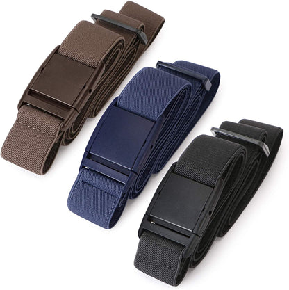 No Show Women Stretch Belt Invisible Elastic Web Strap Belt with Flat Buckle for Jeans Pants Dresses Apparel & Accessories > Clothing Accessories > Belts KYLIE MAX D-black+blue+coffee Suit for US Size 0-16 