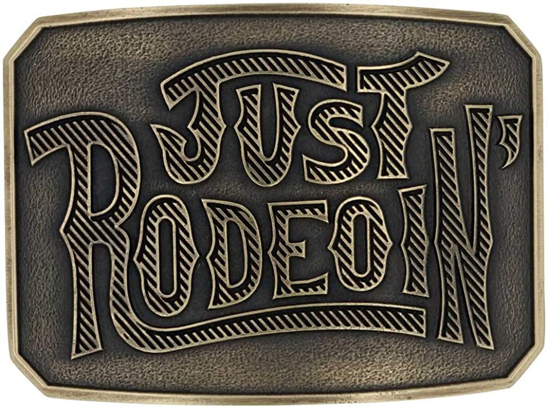 Montana Silversmiths Officially Licensed Dale Brisby Western Belt Buckle Apparel & Accessories > Clothing Accessories > Belt Buckles Montana Silversmiths Just Rodeoin' - Roughed Gold Tone  