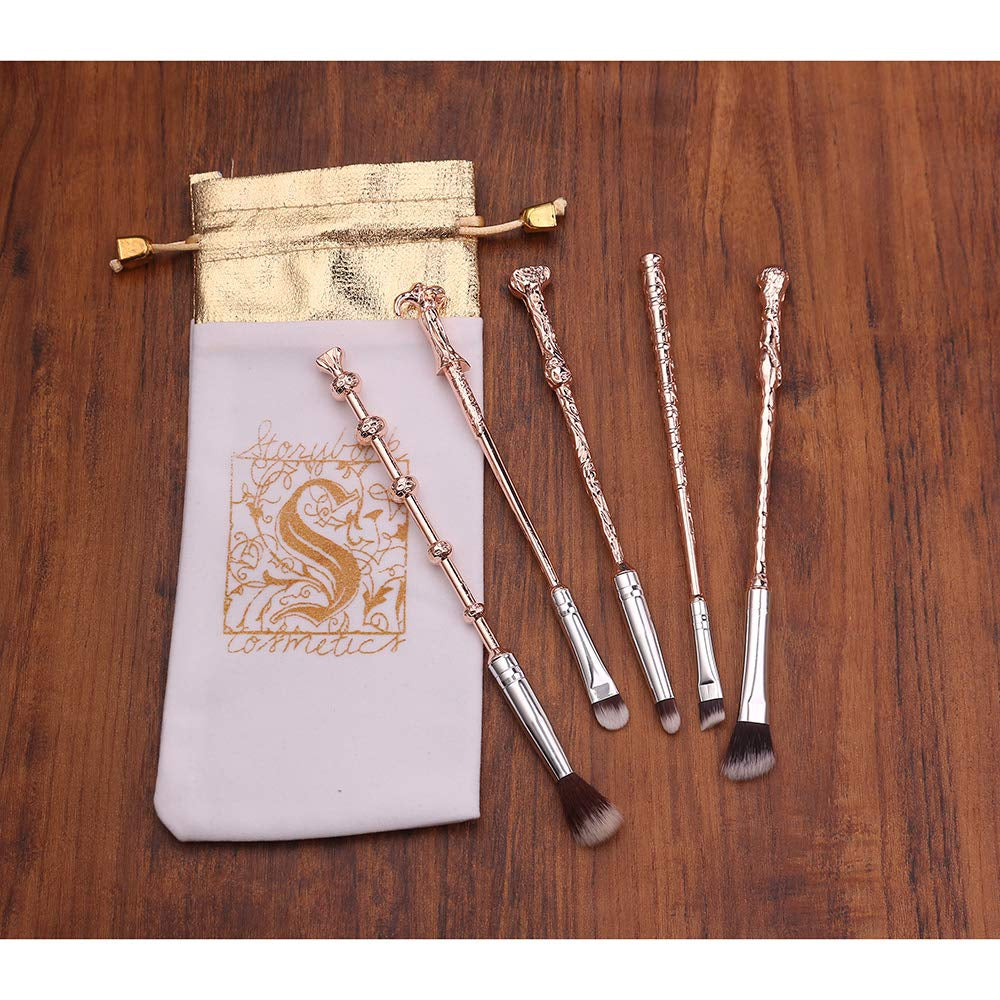 Magic Wand Makeup Brushes Set - 5Pcs Wizard Wand Makeup Brushes Foundation Blending Blush Eyeshadow Face Lip Powder Brush Beauty Tools (Rose Gold) Health & Beauty > Personal Care > Cosmetics > Cosmetic Tools > Makeup Tools rongji jewelry   