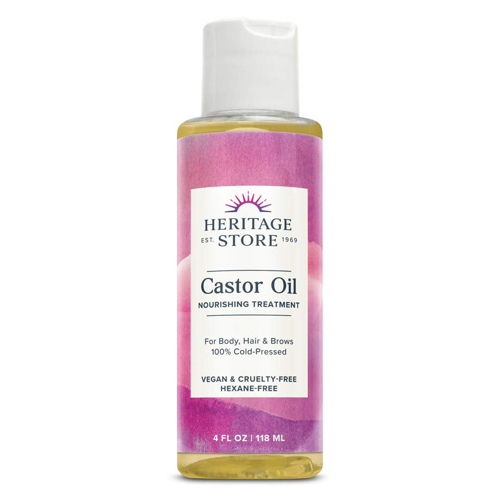 Heritage Store Castor Oil, Nourishing Hair Treatment, Deep Hydration for Healthy Hair Care, Skin Care, Eyelashes & Brows, Castor Oil Packs & More, Cold Pressed, Hexane Free, Vegan & Cruelty Free, 16Oz Health & Beauty > Personal Care > Hair Care Heritage Store 4 Ounce  