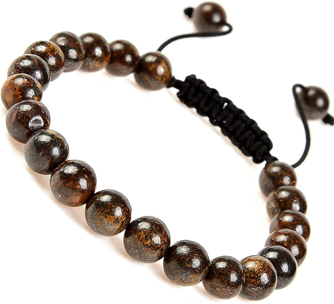 Massive Beads Natural Healing Power Gemstone Crystal Beads Unisex Adjustable Macrame Bracelets 8Mm Apparel & Accessories > Jewelry > Bracelets MASSIVE BEADS Bronzite  
