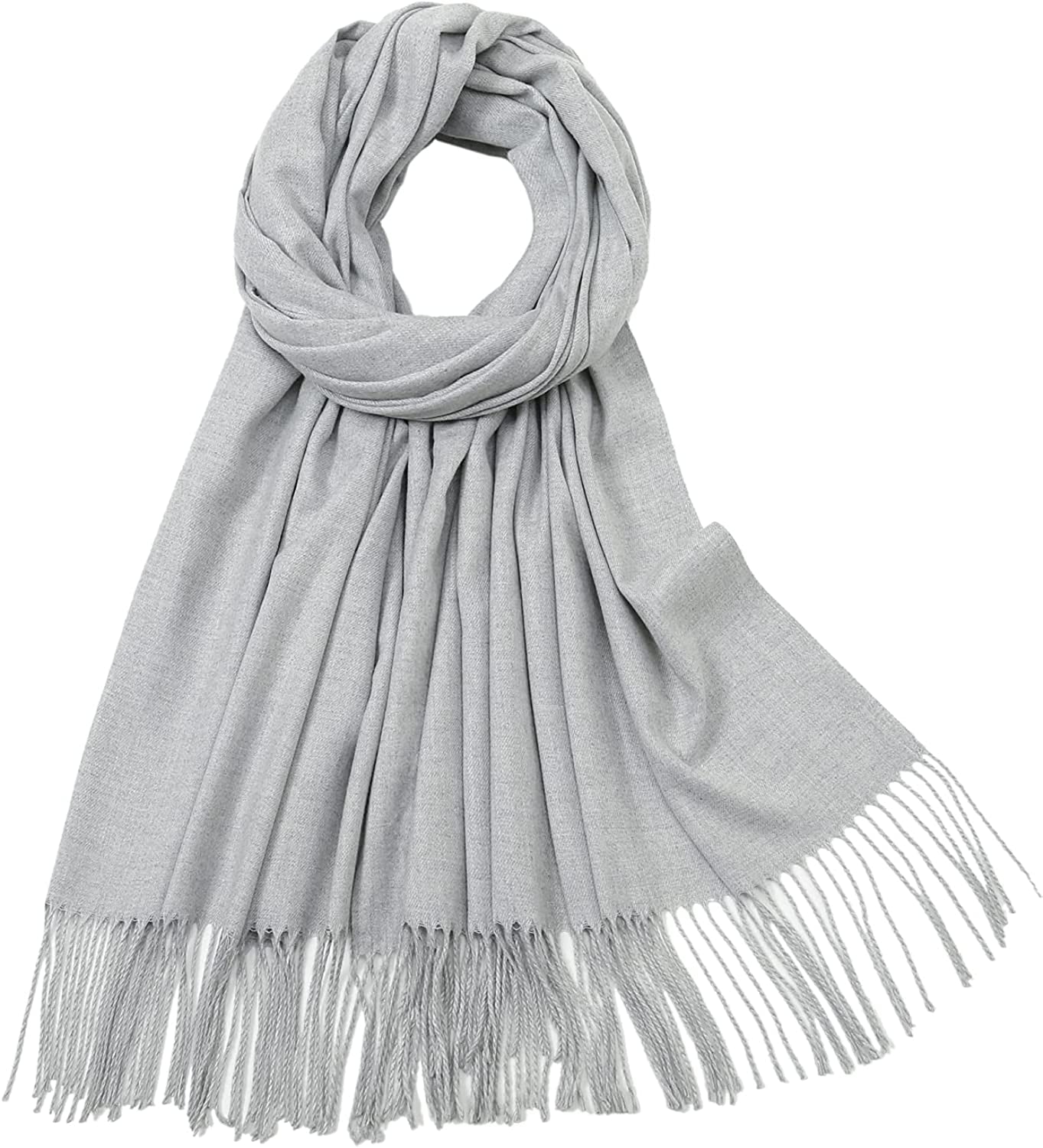 RIIQIICHY Women'S Scarf Pashmina Shawls and Wraps for Evening Dress Bridesmaid Wedding Bridal Winter Warm Long Large Scarves Apparel & Accessories > Clothing Accessories > Scarves & Shawls RIIQIICHY Light Grey  