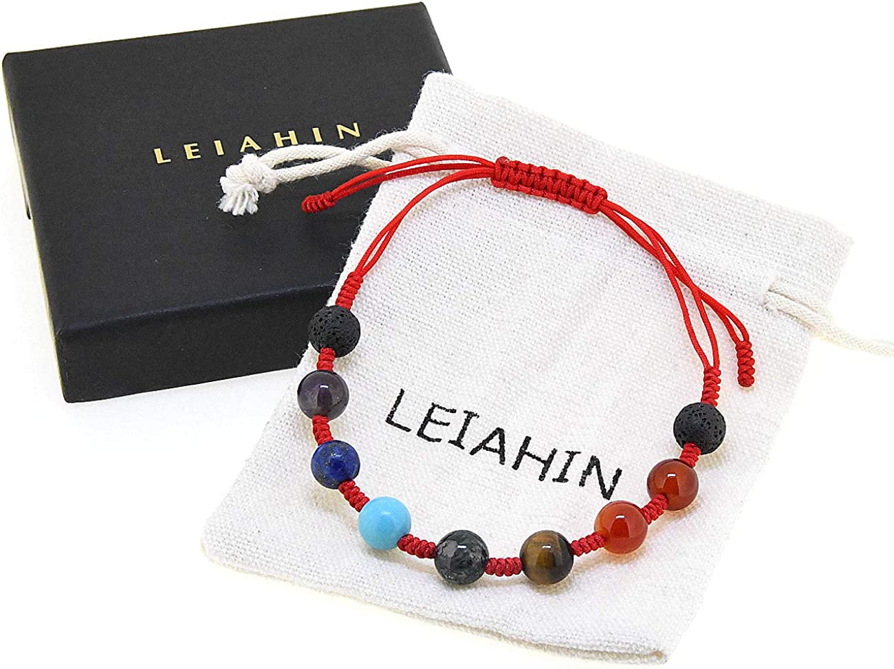 LEIAHIN 7 Chakra Bracelets for Women 8Mm Lava Rock Essential Oil Diffuser Adjustable Natural Stone Healing Anxiety Bracelet Gemstone Beaded Bangle for Men Women Apparel & Accessories > Jewelry > Bracelets LEIAHIN   