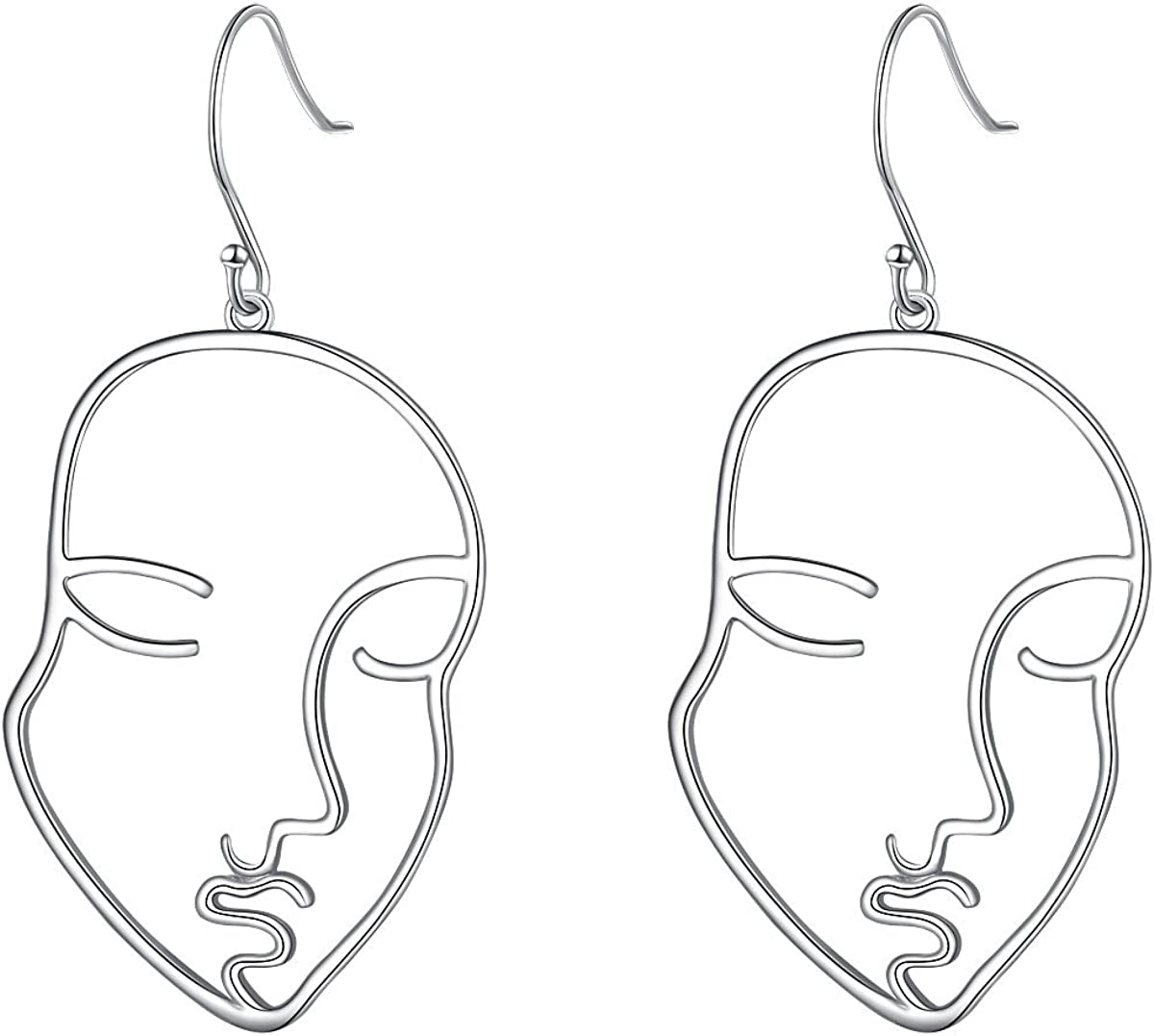 S925 Sterling Silver Face Abstract Drop Dangle Earrings for Women Jewelry Apparel & Accessories > Jewelry > Earrings ALPHM Jewelry Factory   