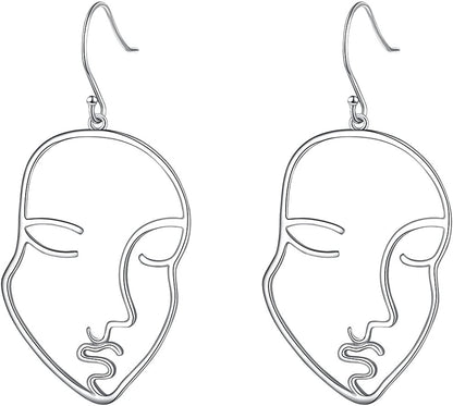 S925 Sterling Silver Face Abstract Drop Dangle Earrings for Women Jewelry Apparel & Accessories > Jewelry > Earrings ALPHM Jewelry Factory   