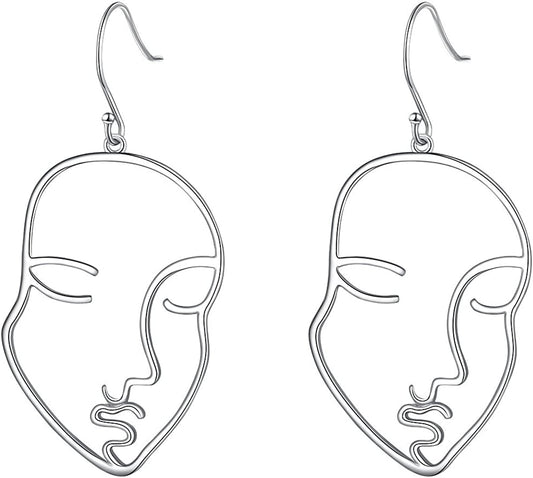 S925 Sterling Silver Face Abstract Drop Dangle Earrings for Women Jewelry Apparel & Accessories > Jewelry > Earrings ALPHM Jewelry Factory   