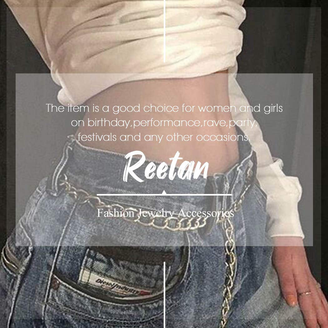 Reetan Boho Layered Body Chain Gold Coin Waist Chains Rave Party Body Jewelry Accessories for Women and Girls Apparel & Accessories > Jewelry > Body Jewelry REETAN   