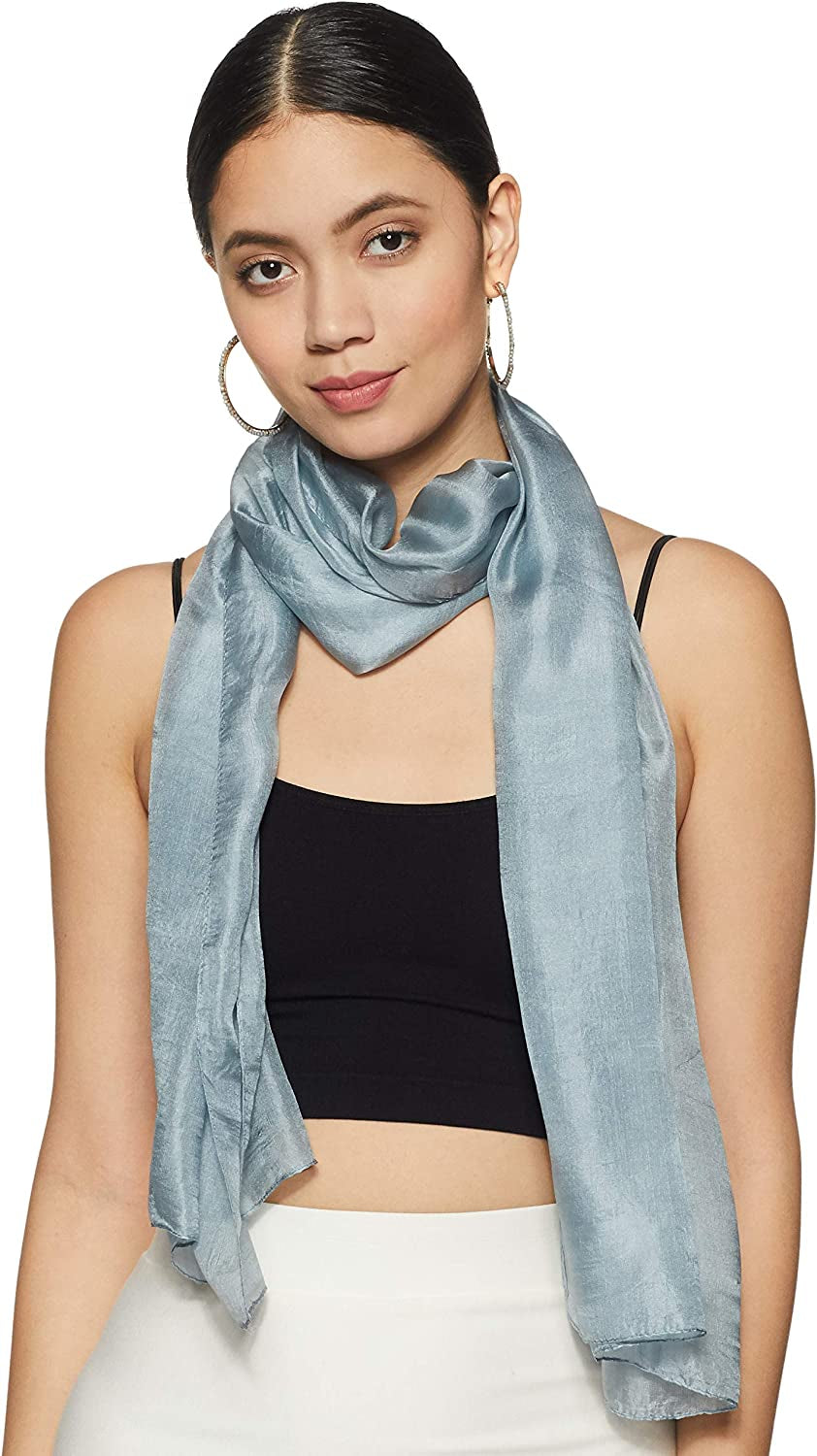 Stylore 100% Silk Scarf Long Lightweight Sunscreen Shawl Wrap Scarves Apparel & Accessories > Clothing Accessories > Scarves & Shawls Stylore Grey  
