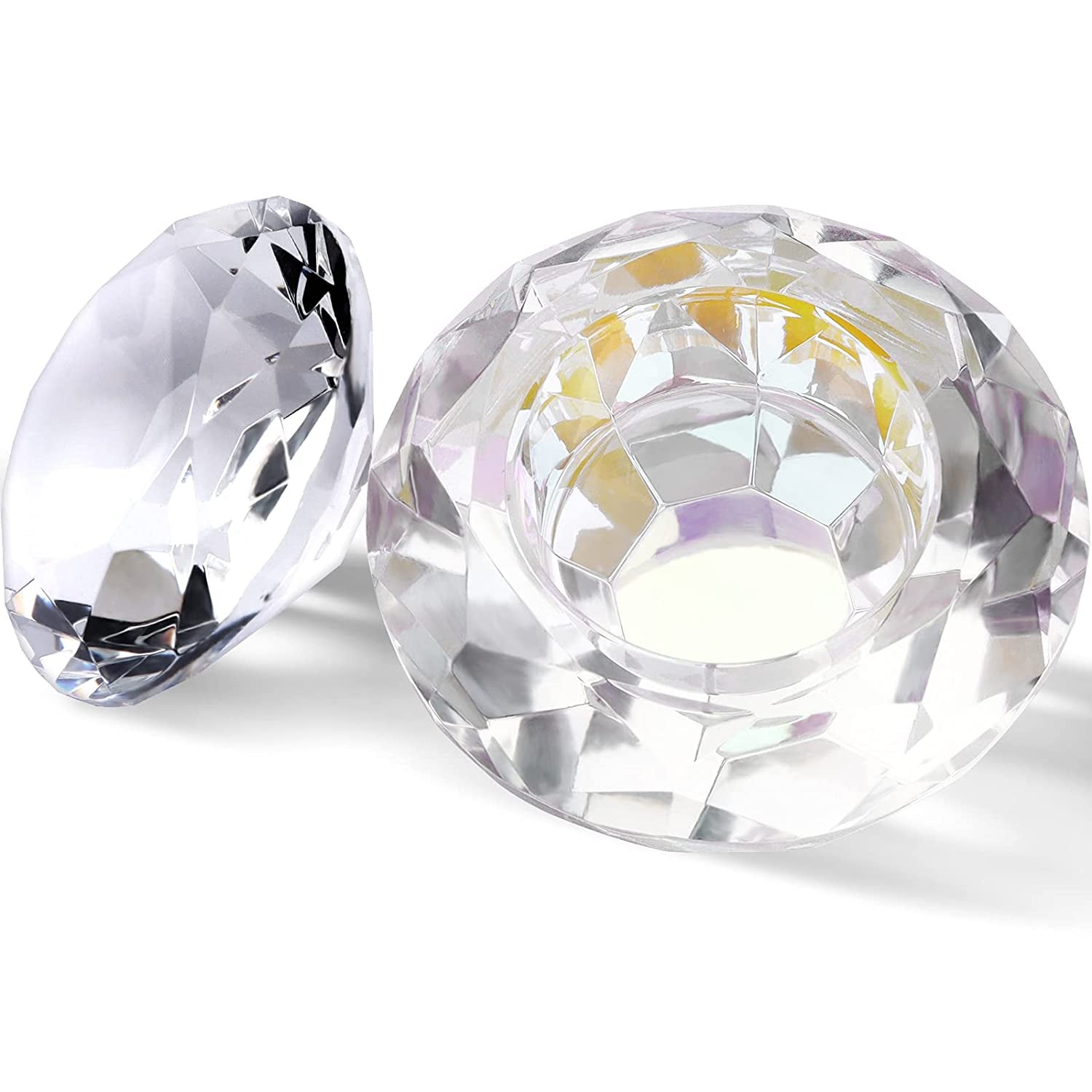 Kalolary 1 Pc Colorful Nail Art Dappen Dish for Acrylic Liquid Powder, Nail Crystal Bowl Glass Nail Cup Nail Glassware with Purple Gemstone Lid for Nail Art Manicure Care Tools(Purple) Health & Beauty > Personal Care > Cosmetics > Cosmetic Tools > Nail Tools Kalolary Transparent  