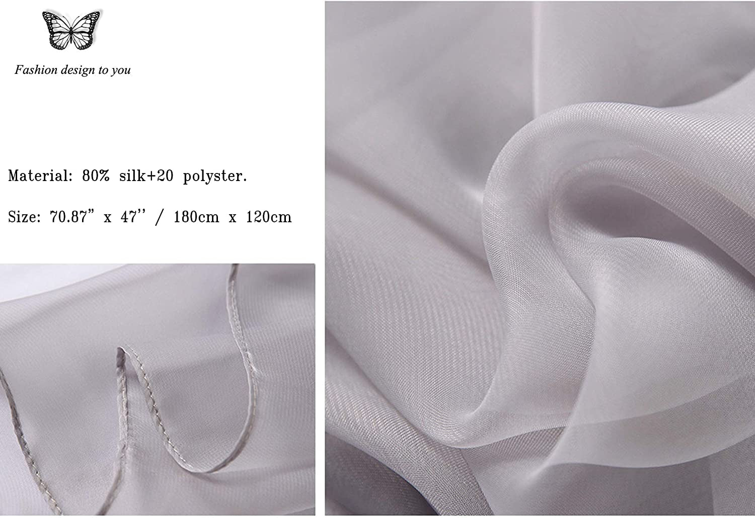 K-Elewon Solid Color Silk Scarf Fashion Scarves Wrap Long Lightweight Shawls for Women Apparel & Accessories > Clothing Accessories > Scarves & Shawls K-Elewon   