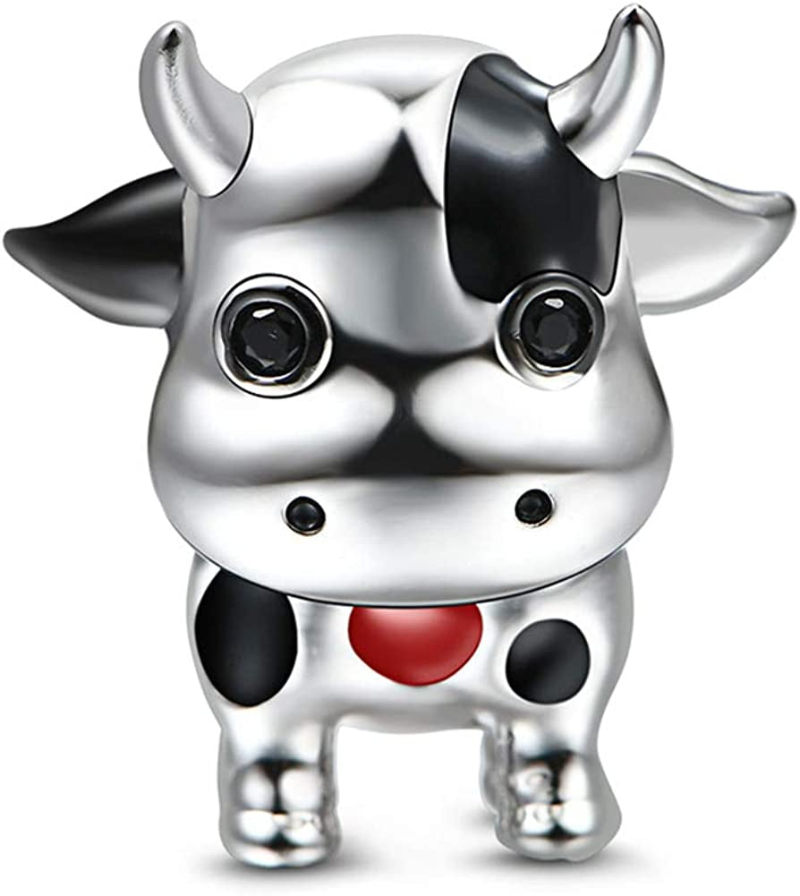 GNOCE Animal Charm Bead Sterling Silver Zodiac Signs Charm Bead Fit Bracelet/Necklace Jewelry Gift for Women Mens Apparel & Accessories > Jewelry > Bracelets GNOCE Cow  