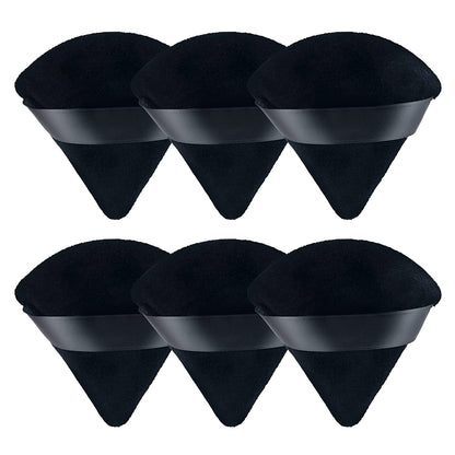 MOTZU 6 Pieces Pure Cotton Powder Puff, Made of Cotton Velour in Triangle Wedge Shape Designed for Contouring, under Eyes and Corners, 2.76 Inch Normal Size, with Strap, Makeup Tool for Cosmetic Health & Beauty > Personal Care > Cosmetics > Cosmetic Tools > Makeup Tools MOTZU Black  