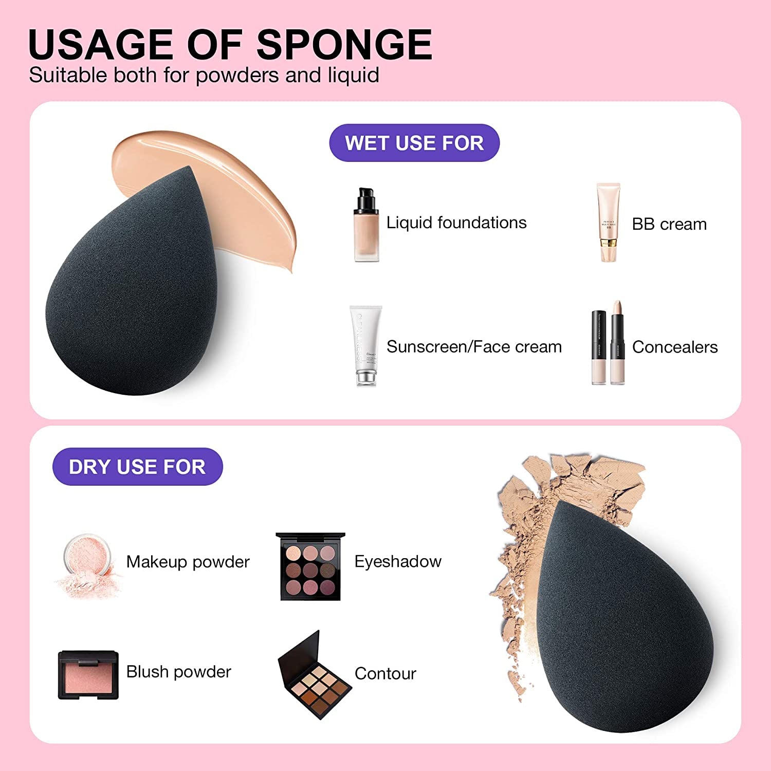 Hygea Beauty Makeup Sponge Set of 5 - Non Latex, Soft, Multi-Colored Foundation Blending Sponges for Cream, Powder and Liquid (Teardrop - Multicolor) Health & Beauty > Personal Care > Cosmetics > Cosmetic Tools > Makeup Tools HYGEA BEAUTY   