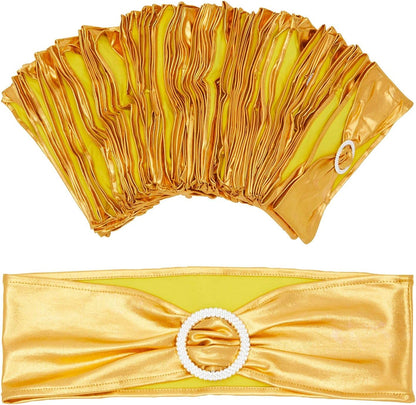 Gold Chair Sashes Bulk 100 Pack for Wedding Reception, Banquet Hotel Events, Baby Shower, Birthday Party Apparel & Accessories > Clothing Accessories > Sashes Juvale   