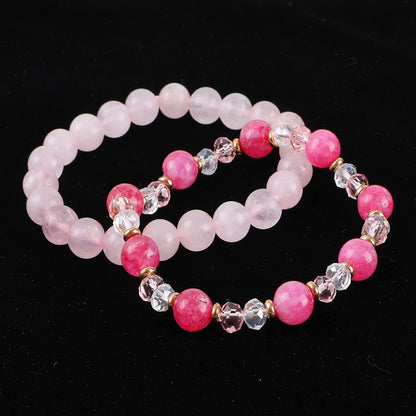 Bohemian Multi-Layer Beaded Stacking Pink Bracelets, 8 Pcs Versatile Strand Stretch Sparkly Crystal Beads Wrap Slip-On Cuff Bangle Set Apparel & Accessories > Jewelry > Bracelets IDEAJOY   